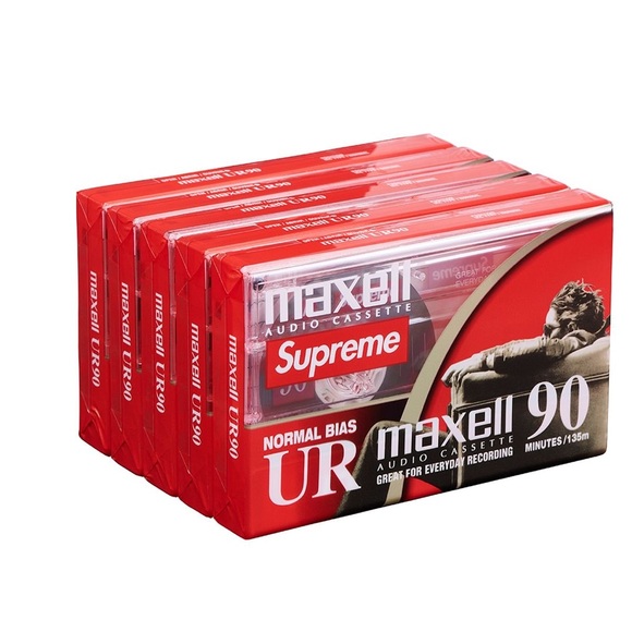 SUPREME®/MAXELL CASSETTE TAPES (5 PACK) 90 Minute Blank Tapes Classic Box Logos - Picture 1 of 9